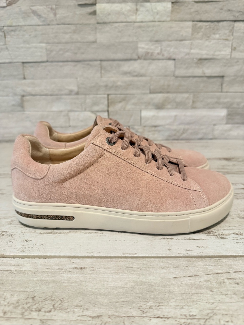 Birkenstock Bend Women’s Light Pink Suede Lace Up Comfort Sneakers New - Picture 2 of 13